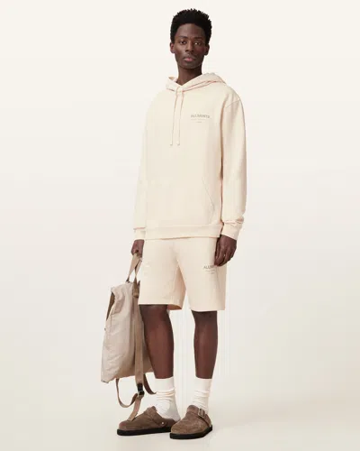 Allsaints Underground Pullover Logo Hoodie In Beige