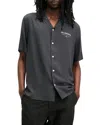 Allsaints Mens Jackson Blue Underground Logo-print Relaxed-fit Woven Shirt In Jackson Blue