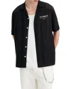 Allsaints Underground Regular Fit Camp Shirt In Black