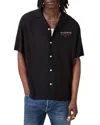 Allsaints Kendric Deadstock Cloth Bomber Jacket In Jet Black Printed