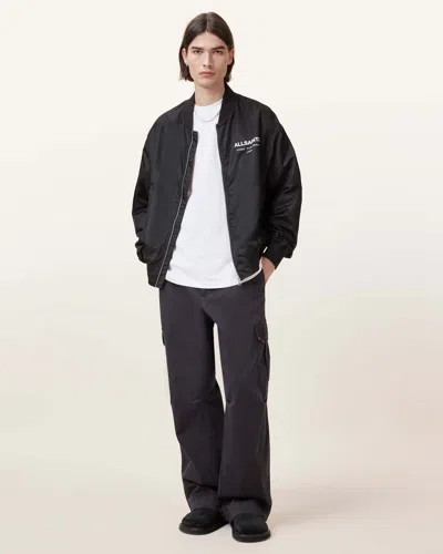 Allsaints Underground Relaxed Fit Bomber Jacket In Black
