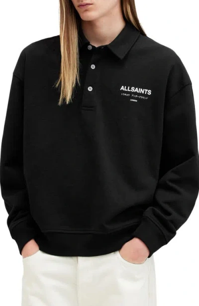 ALLSAINTS ALLSAINTS UNDERGROUND RELAXED FIT ORGANIC COTTON POLO SWEATSHIRT