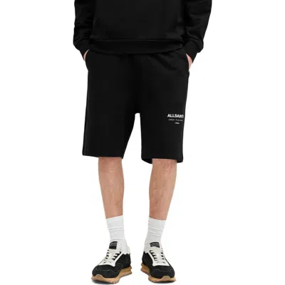 Allsaints Underground Relaxed Fit Organic Cotton Sweat Shorts In Jet Black