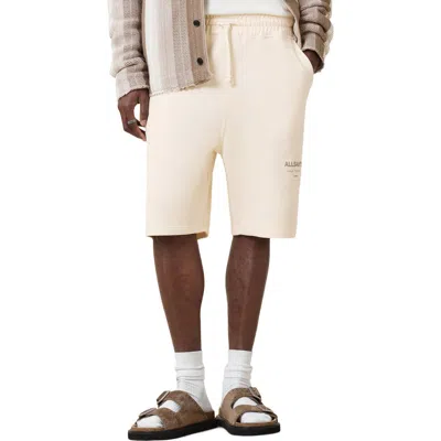 Allsaints Underground Relaxed Fit Organic Cotton Sweat Shorts In Sandy White