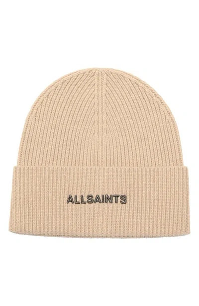 AllSaints Womens Ribbed Underground Beanie Hat in Blush One Size AllSaints Ombre Beanie Pink Hat Multi Logo Unisex All Saints  main image 3