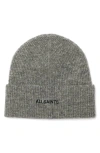 Allsaints Underground Rib Beanie In Gray