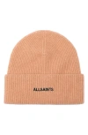 Allsaints Underground Rib Beanie In Orange