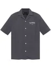 Allsaints Mens Jackson Blue Underground Logo-print Relaxed-fit Woven Shirt In Grey