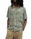 Allsaints Underground Short Sleeve Button Front Camp Shirt In Ash Khaki