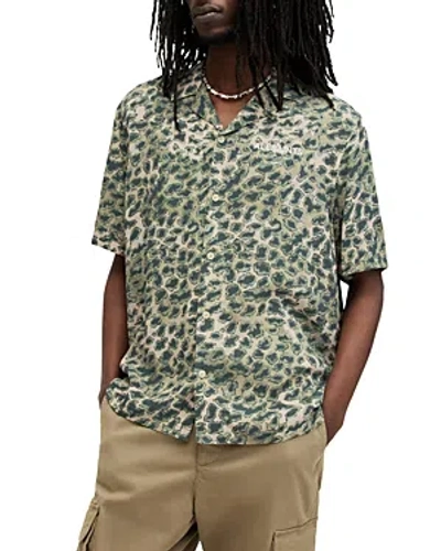 Allsaints Printed Underground Shirt In Ash Khaki