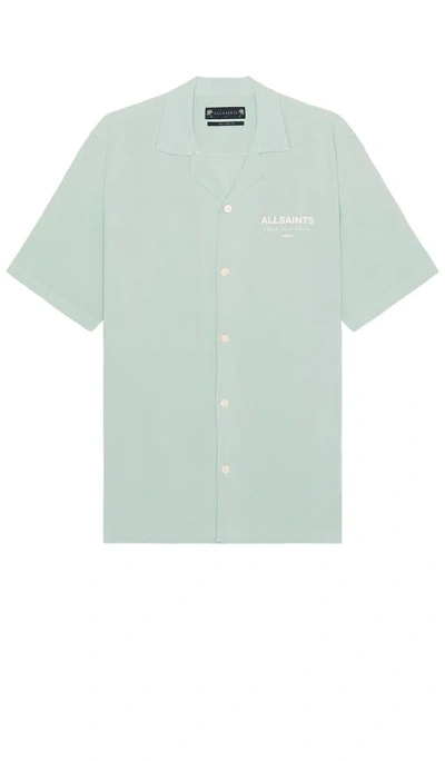 Allsaints Underground Short Sleeve Shirt In 水鸭绿