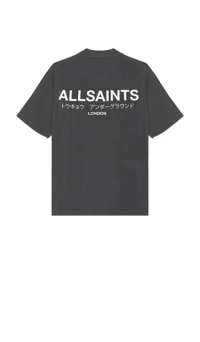 Allsaints Underground Short Sleeve Shirt In Jackson Blue