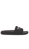 Allsaints Underground Logo Slip On Slides In 黑色