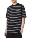 Allsaints Undergorund Logo-print Horizontal-stripe T-shirt In Black