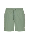 Allsaints Mens Island Green Underground Logo-print Recycled-polyamide Swim Shorts Xl