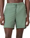 Allsaints Underground Logo Print Swim Trunks In Island Green