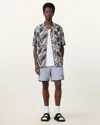 Allsaints Mens Underground Logo-print Recycled-polyamide Swim Shorts Machine Grey In Machine Grey