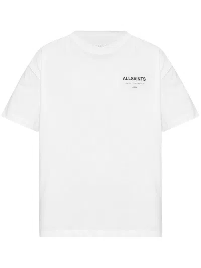 Allsaints Shadow Logo Cotton Crewneck T-shirt In White