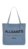 Allsaints Underground Unisex Shopper Tote Bag In 石洗蓝