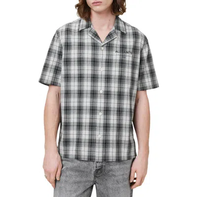 Allsaints Underground Short Sleeve Shirt With Back Print In Black/white