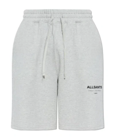 Allsaints Undrgrnd Logo Sweat Shorts In Gray