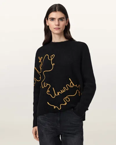 Allsaints Unwind Relaxed Alpaca Blend Sweater In Black