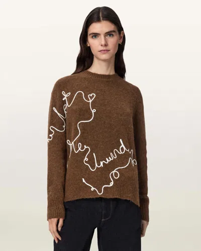 Allsaints Unwind Relaxed Alpaca Blend Sweater In Brown