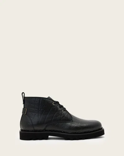 Allsaints Skiff Leather Boots In Black