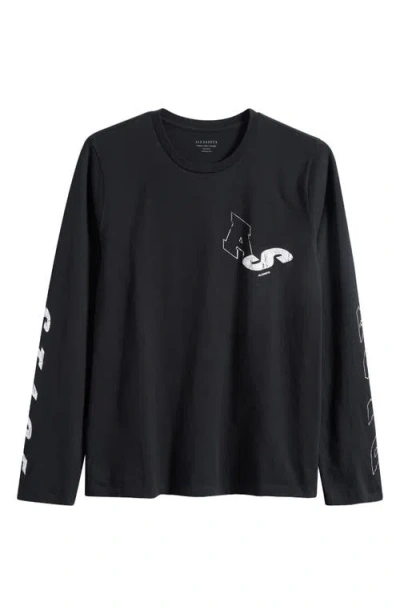 Allsaints Upstaged Long Sleeve Organic Cotton T-shirt In Black