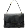 Allsaints Ursa Eel Skin Embossed Leather Satchel In Black
