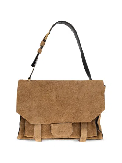 Allsaints Ursa Flap-closure Shoulder Bag In Neutral