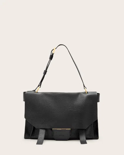 Allsaints Ursa Grain Leather Satchel Bag In Black
