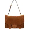 Allsaints Ursa Nubuck Leather Satchel In Cognac Brown