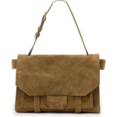 Allsaints Mini Ursa Flap-closure Leather Cross Body Bag In Brown