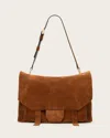 Allsaints Ursa Suede Satchel In Cognac Brown