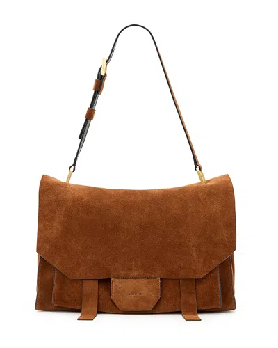 Allsaints Ursa Suede Satchel In Cognac Brown