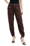 Allsaints Val Linen Blend Cargo Trousers In Dark Wine Red