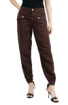 Allsaints Val Linen Blend Cargo Trousers In Dark Wine Red