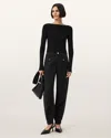 Allsaints Val Cargo Linen Blend Trousers In Black