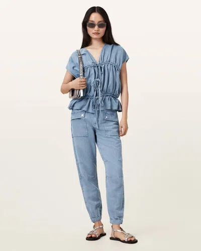 Allsaints Val High-rise Cargo Linen Blend Trousers,