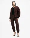 Allsaints Val Linen Blend Cargo Trousers In Dark Wine Red