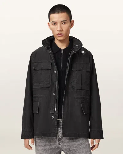 Allsaints Valen Stowable Hood Jacket In Black