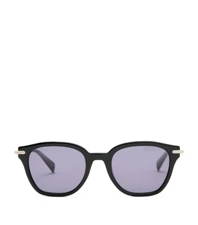 Allsaints Valensi Panto Shape Sunglasses In Gloss Black