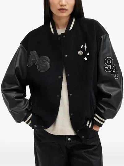 Allsaints Valeria Panelled Bomber Jacket In Black