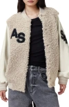 Allsaints Valerie Mixed Media Genuine Shearling Jacket In Gray