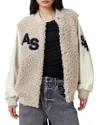 Allsaints Valerie Mixed Media Genuine Shearling Jacket In Gray