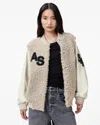 Allsaints Valerie Mixed Media Genuine Shearling Jacket In Gray