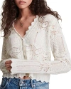 Allsaints Womens Chalk White Vanessa Lace-embroidered Knitted Cardigan Xs In Chalk White