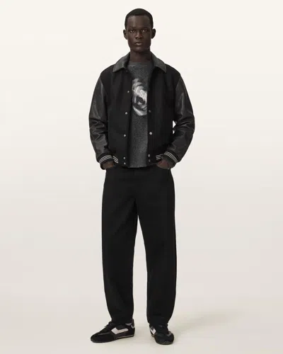 Allsaints Vanson Wool Bomber Jacket In Black