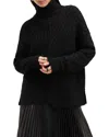Allsaints Varla Turtleneck Cable Alpaca Blend Sweater In Black